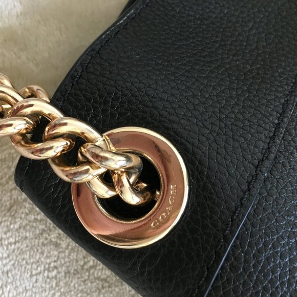 COACH Turnlock Edie Shoulder Bag in Pebble Leather - Black - Picture 5 of 15